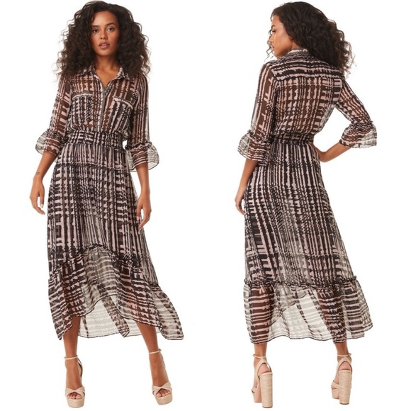Misa Los Angeles Ofelia Midi Shirt Dress in Holiday Abstraction - Picture 1 of 13